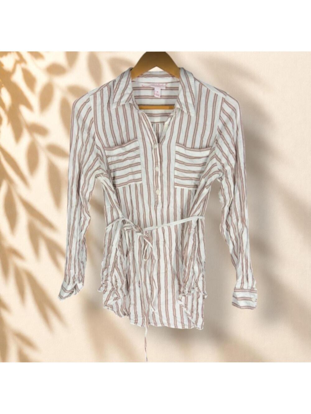 Isabel Maternity by Ingrid & Isabel Shirt Women M Medium White Striped Button Up